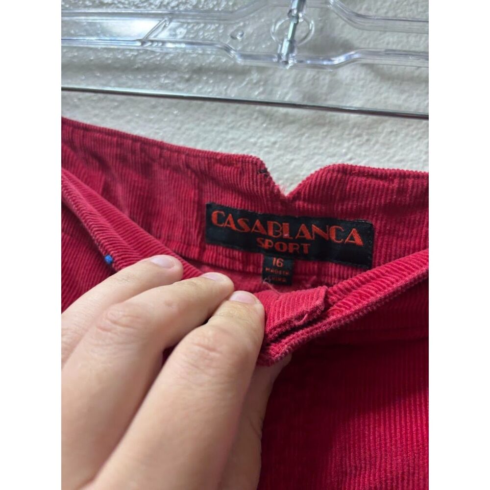 Casablanca Sport VTG Corduroy Pants Women's 16 Ski Skier Embroidery Novelty Red - Picture 4 of 5